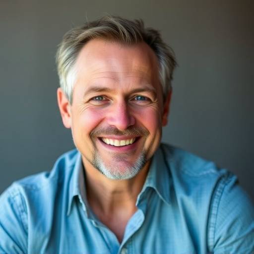 Portret van een glimlachende man, Pieter de Groot, die een baan heeft gevonden na coaching